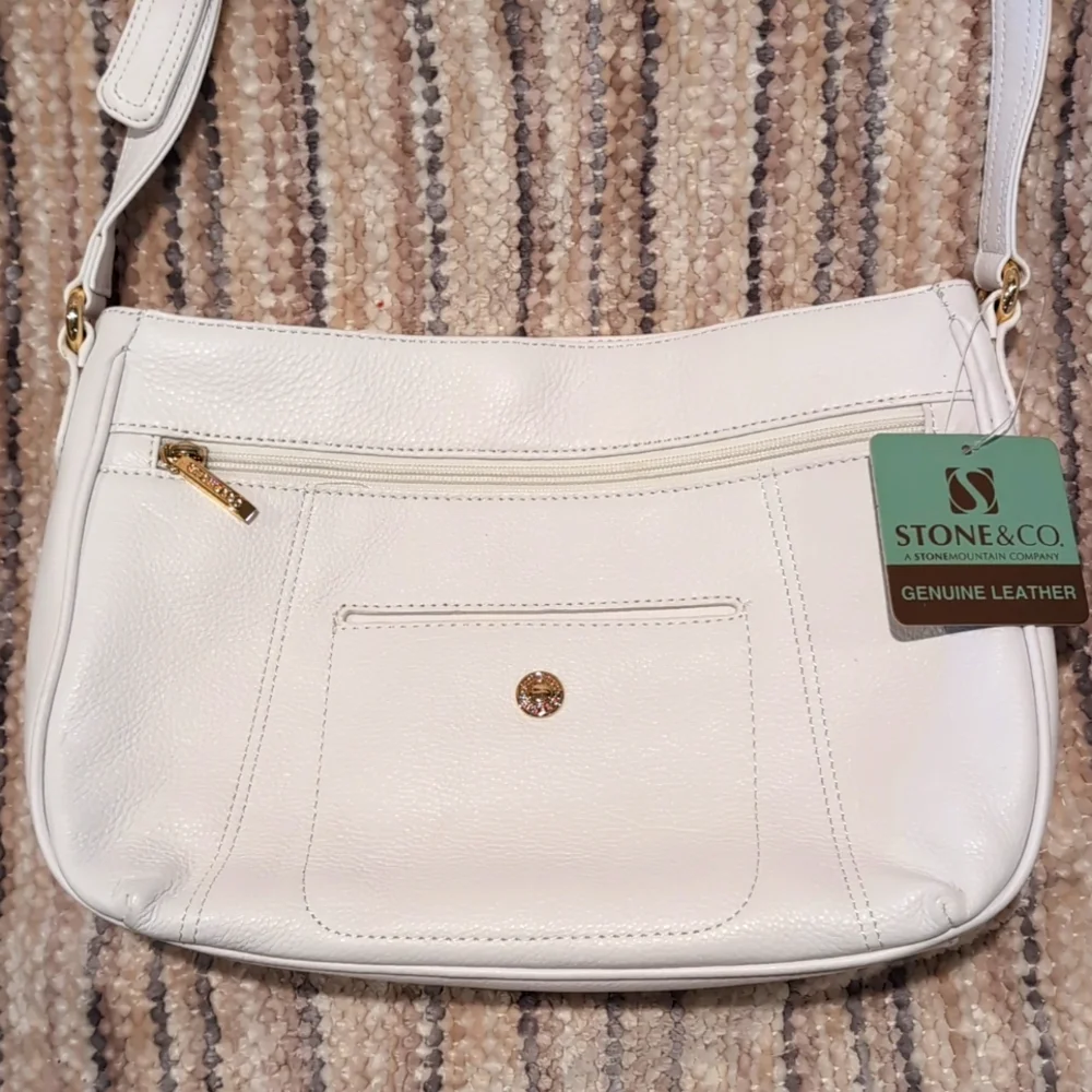 Stone & Co. (Stone Mountain) White Leather Shoulder Bag - Picture 2 of 6